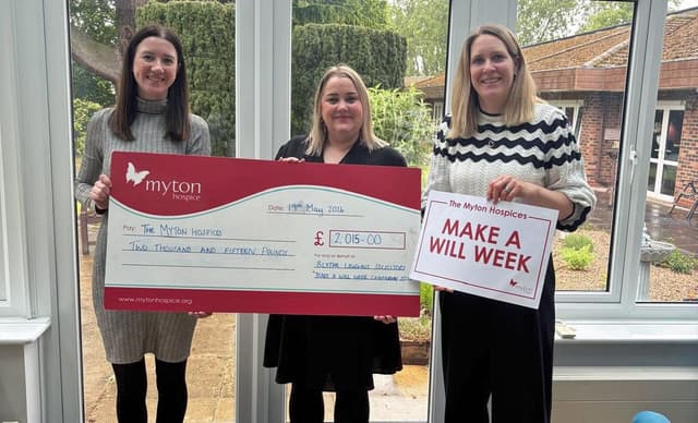 Leamington law firm raises £28,000 for the Myton Hospices